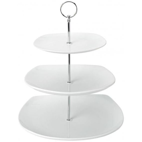 Squared Plate Cake Stand - Porcelain - Titan - 3 Tier - 36cm (14")