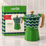 La Cafetière Venice Cyan Tides 6-Cup Stovetop Espresso Maker – 290 ml