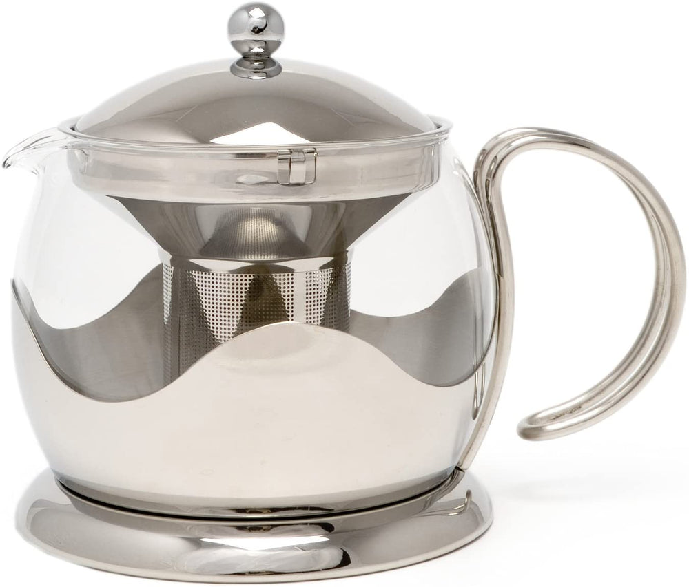 Le'Xpress Silver Glass Infuser Teapot - Herbert & Ward Ltd